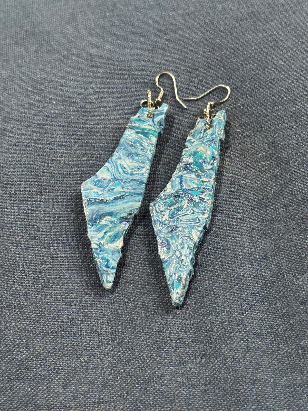Light Blue Israel Map Earrings
