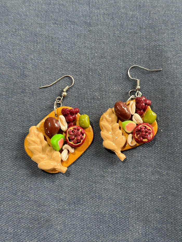 Tu B’Shvat Seven Species Mezze Platter Earrings