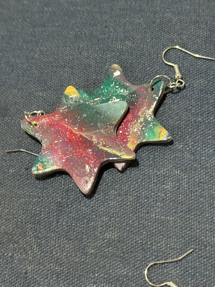 Handmade Colorful Galaxy Star of David Earrings