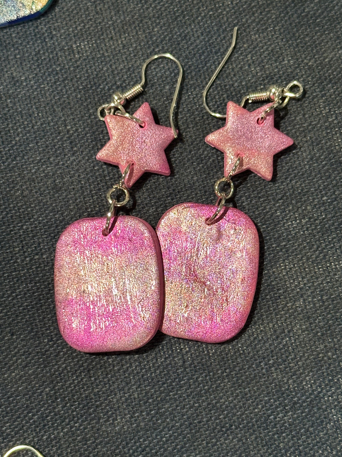Handmade Pink Star Dangle Earrings