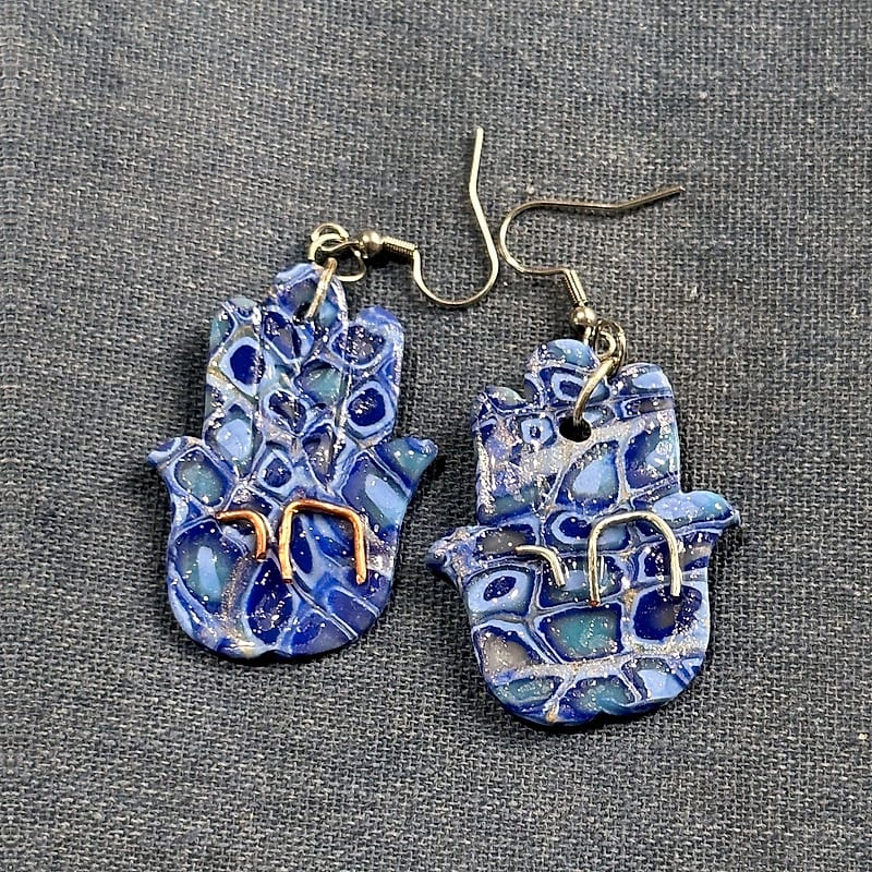 Blue Chai Hamsa Earrings