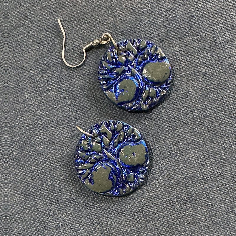 Blue Tree of Life Apple Earrings
