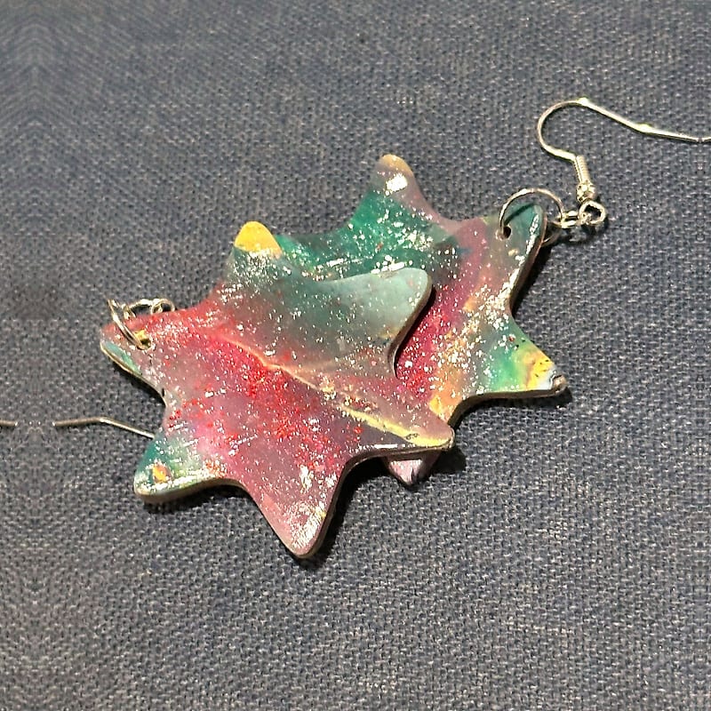 Handmade Colorful Galaxy Star of David Earrings