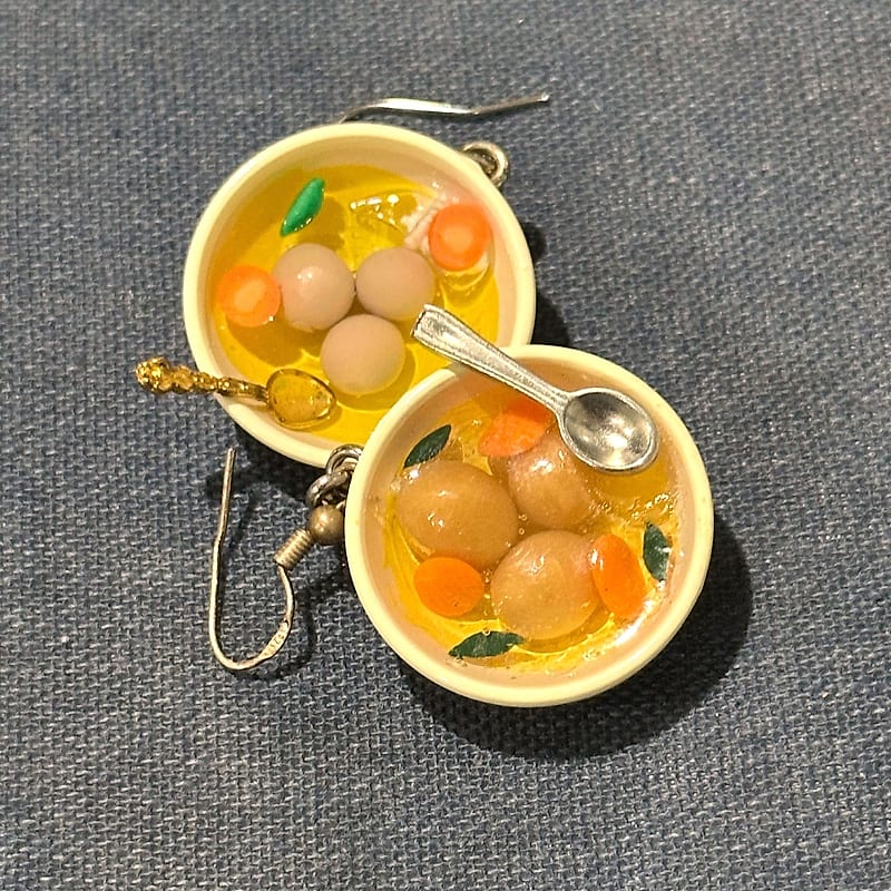 Handmade Matzo Ball Soup Earrings
