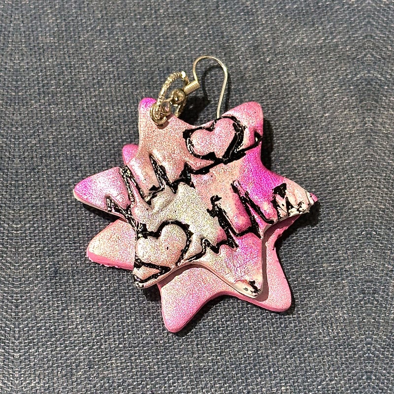 Pink Jerusalem Star of David Earrings