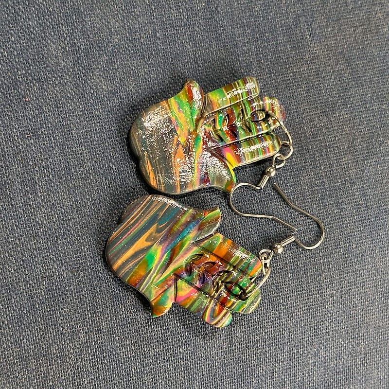Rainbow Hamsa Earrings